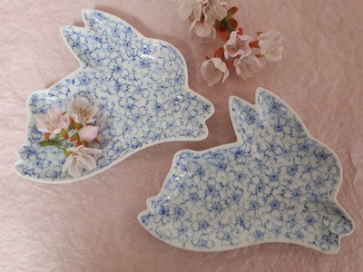桜づくしのうさぎ皿 桜づくしのうさぎ皿