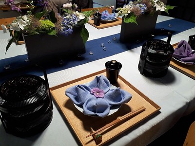 紫陽花のテーブルコーディネート 紫陽花のテーブルコーディネート