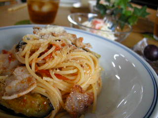 豚バラとナスのパスタ