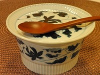 納めの器で牛乳プリン。