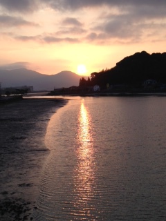 伊万里川の夕焼け景色