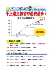 注意！！不正送金被害が過去最多！