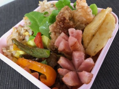 夏休みお弁当12日目@スペアリブチャーハン