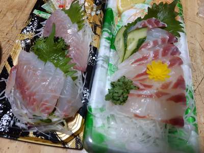 刺身と暑さと雨の予報