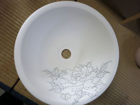 喫茶店の手洗鉢制作中