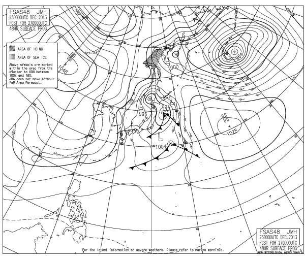 よかあんびゃ 平成 25年 12月 27日 09時の予想天気図